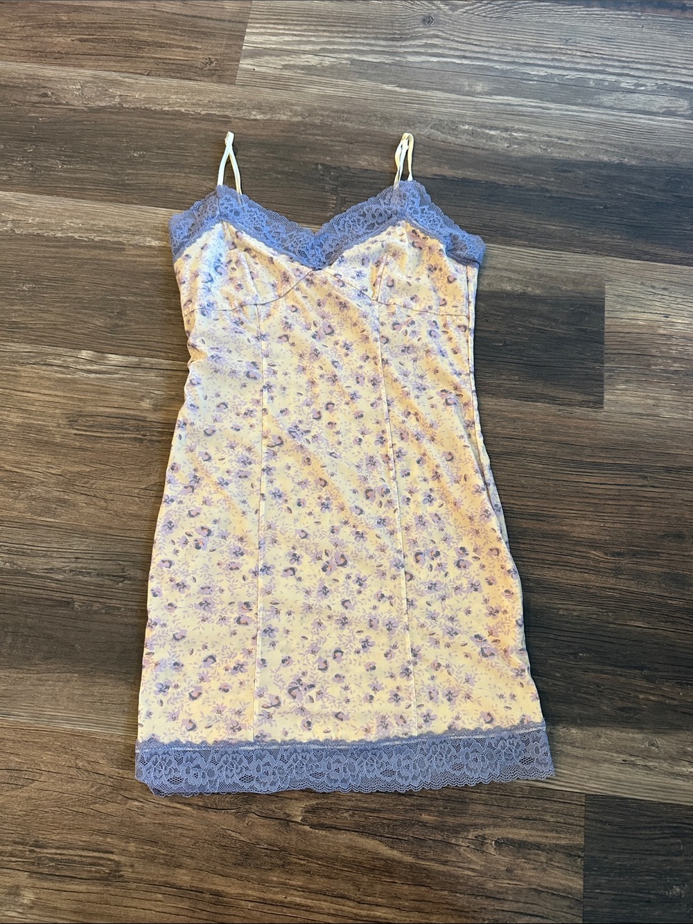 Intimately by Free People Floral Lavender Lace-Trim Slip Dress